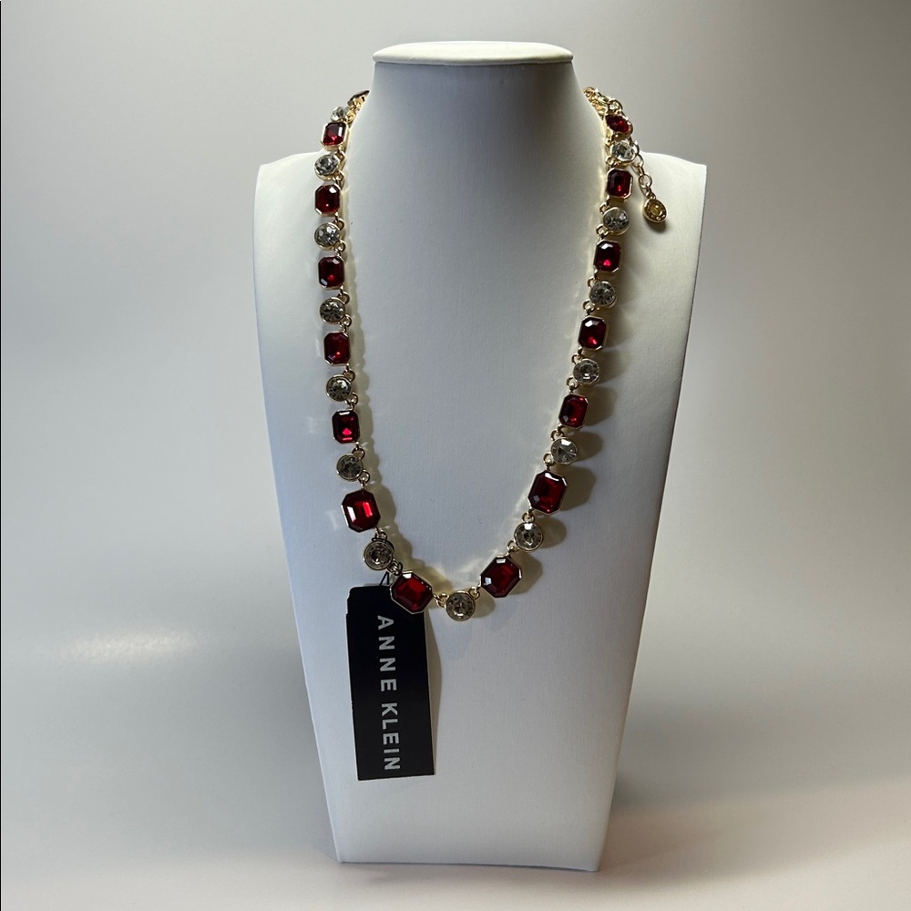 Anne Klein Burgundy and Gold Necklace